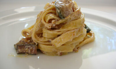 Fettuccine carciofi, guanciale e pecorino