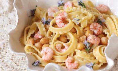 La pasta ceci e gamberetti con la ricetta appagante