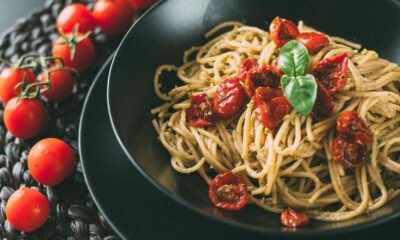 pesto di rucola e pomodorini confit