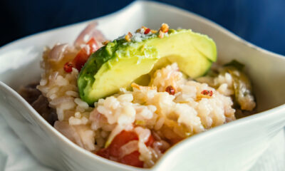 Risotto avocado e gamberi