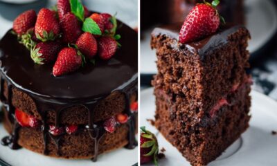 torta con fragole e cioccolato