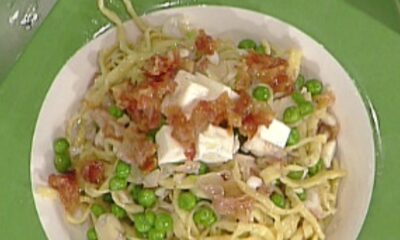 Tagliolini alla gricia di spigola con piselli