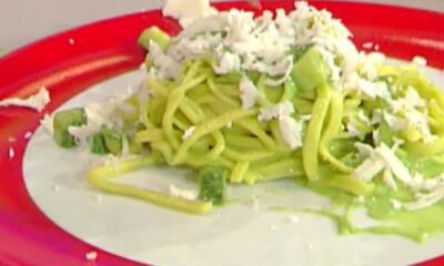 tagliolini allo zafferano con zucchine e caciotta