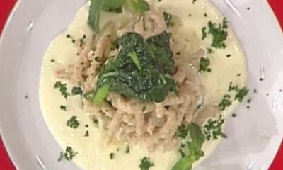 Passatelli con fonduta di mezzena e spinaci saltati