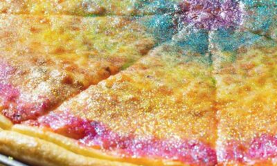 Rainbow glitter pizza