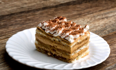 Torta fredda con biscotti e caffè